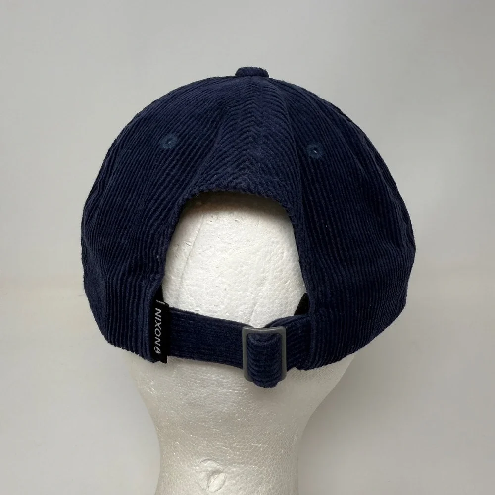 Nixon Harvey Strapback Navy Corduroy Baseball Cap Pennant Logo‎ Adjustable